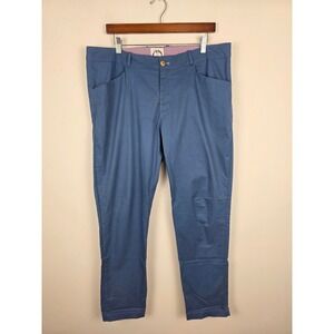 Kirrin Finch Chino Pants Slate Blue Gingham Trim Size 14 Women's